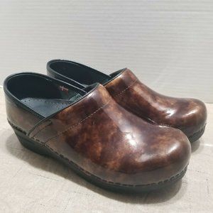 Sanita Clogs Women Slip On Shoes  8 Us 39 EU Brown Marbled Leather